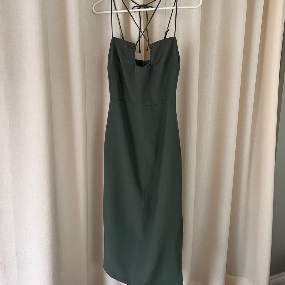 Abercrombie & Fitch Olive Green Midi Slip Dress - Picture 3 of 5